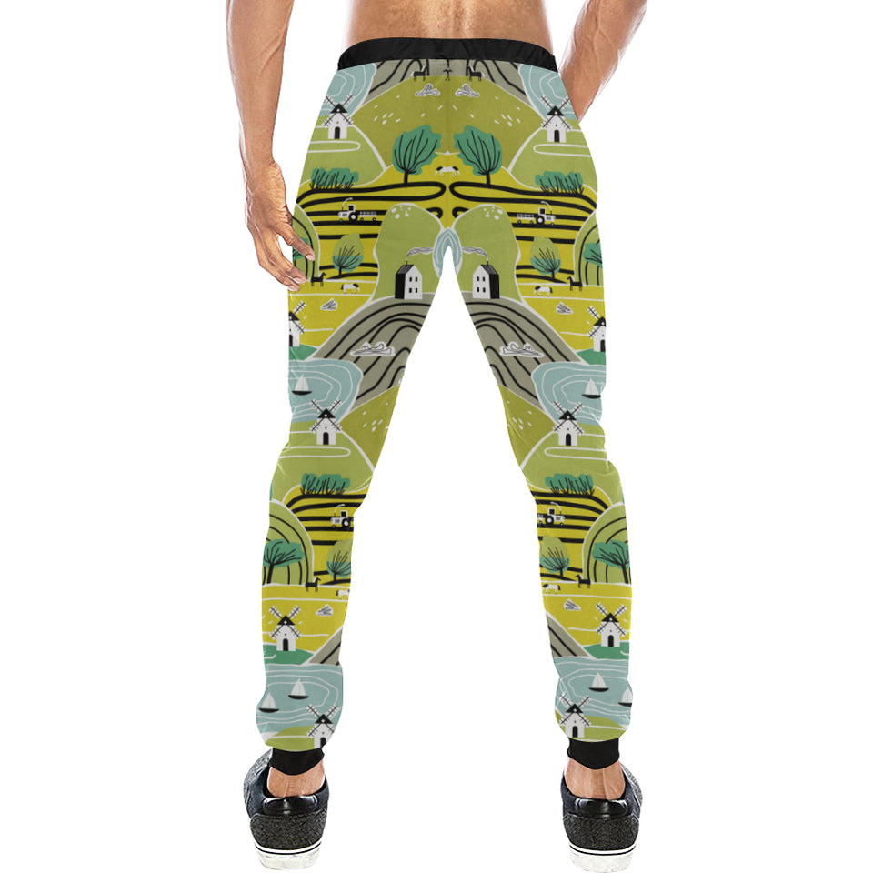 Hand drawn windmill pattern Unisex Casual Sweatpants