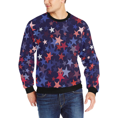 Red blue star pattern Men's Crew Neck Sweatshirt