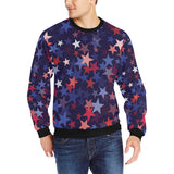 Red blue star pattern Men's Crew Neck Sweatshirt