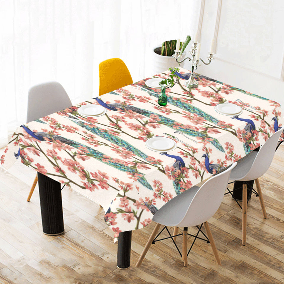 Peacock tropical flower pattern Tablecloth