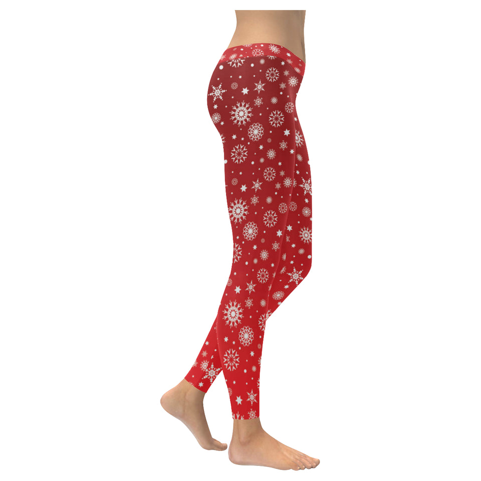 Snowflake pattern red background Women's Legging Fulfilled In US