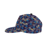 Blue japanese pattern cloud wave flower All Over Print Snapback Cap