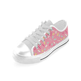 Pink donut glaze candy pattern Men's Low Top Shoes White