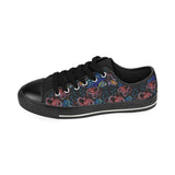 Octopus sea wave tropical fishe pattern Men's Low Top Canvas Shoes Black