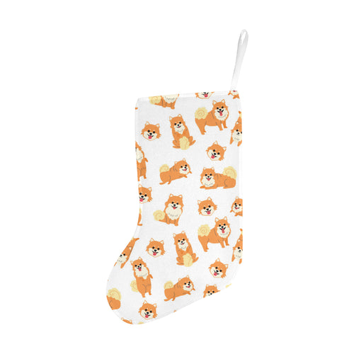 Brown pomeranian pattern Christmas Stocking