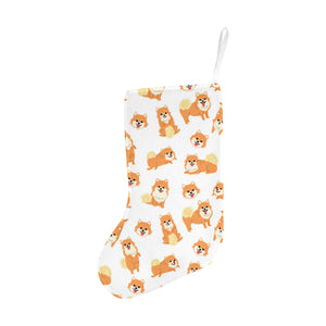 Brown pomeranian pattern Christmas Stocking