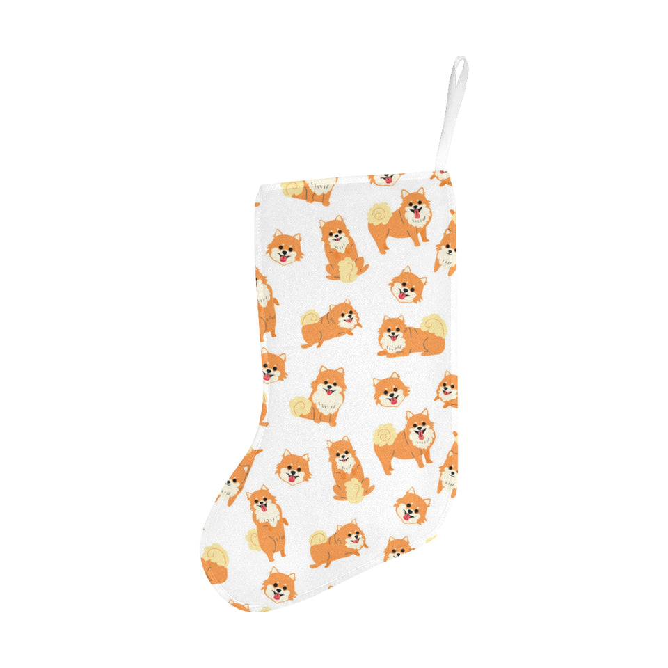Brown pomeranian pattern Christmas Stocking