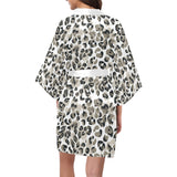 Leopard skin print pattern Women's Short Kimono Robe