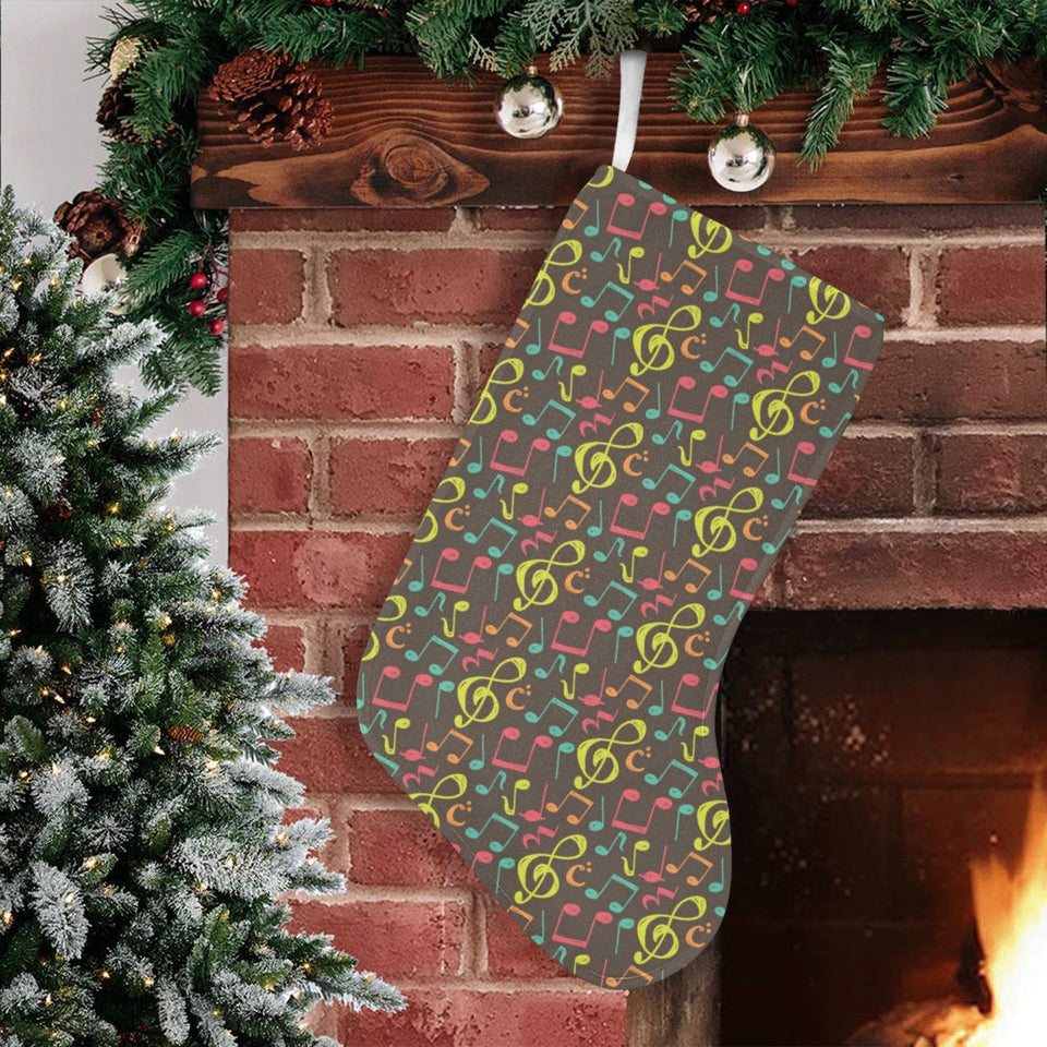 Music Notes Pattern Print Design 05 Christmas Stocking