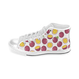 Passion fruit design pattern Men's High Top Canvas Shoes White
