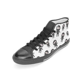 Ninja pattern plaid background Women's High Top Canvas Shoes Black