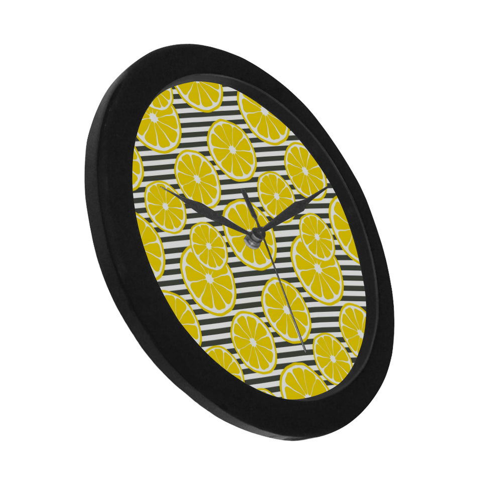 slice of lemon design pattern Elegant Black Wall Clock