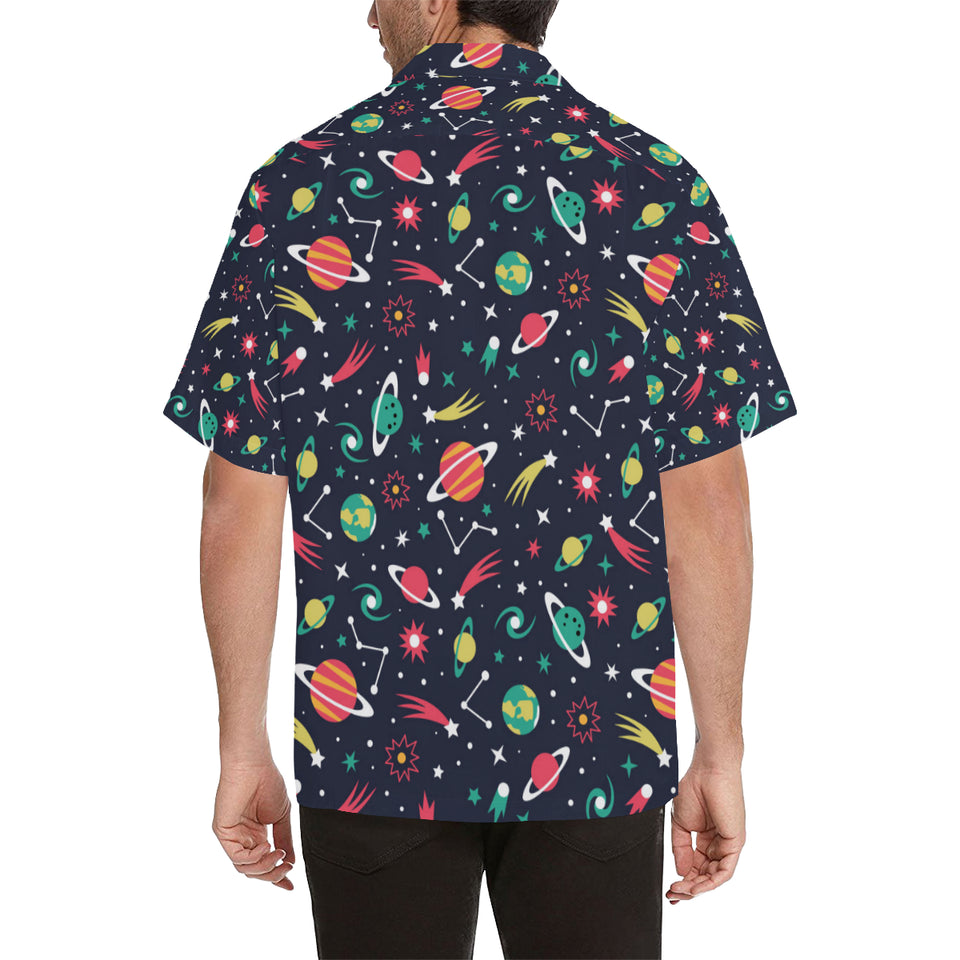 colorful space pattern planet star Men's All Over Print Hawaiian Shirt