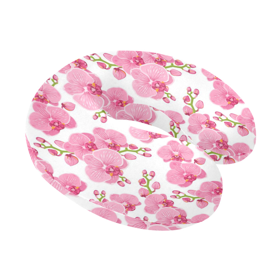 pink purple orchid pattern background U-Shaped Travel Neck Pillow