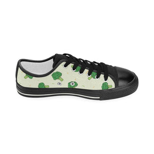 Broccoli pattern Kids' Boys' Girls' Low Top Canvas Shoes Black