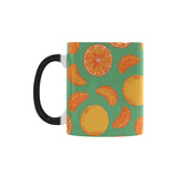 orange fruit pattern green background Morphing Mug Heat Changing Mug