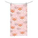 Cute fox pattern pink background Bath Towel