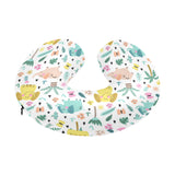 Cute elephants palm tree flower butterfly pattern U-Shaped Travel Neck Pillow