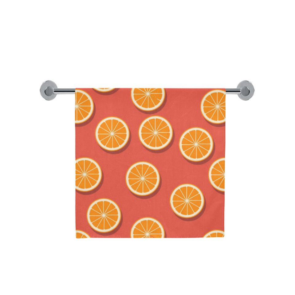 Oranges pattern red background Bath Towel