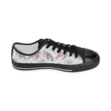 Watercolor sea turtle jellyfish pattern Women's Low Top Canvas Shoes Black