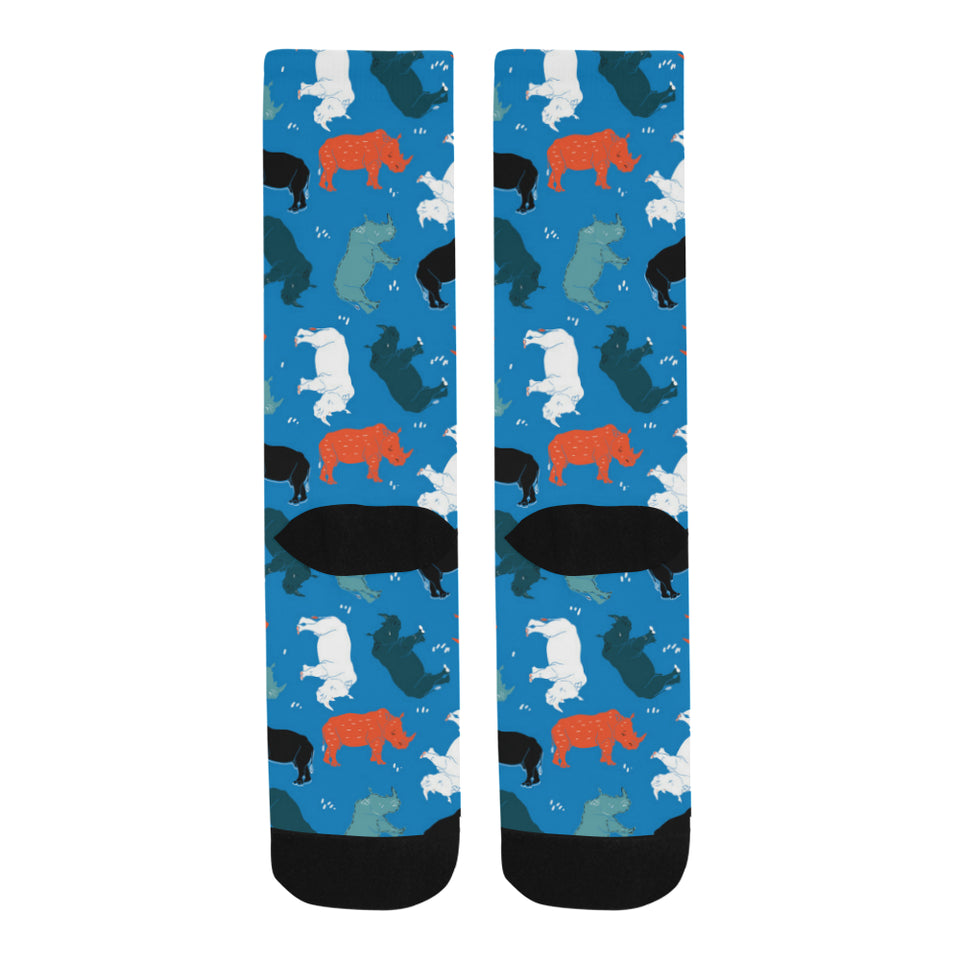 Colorful rhino pattern Crew Socks