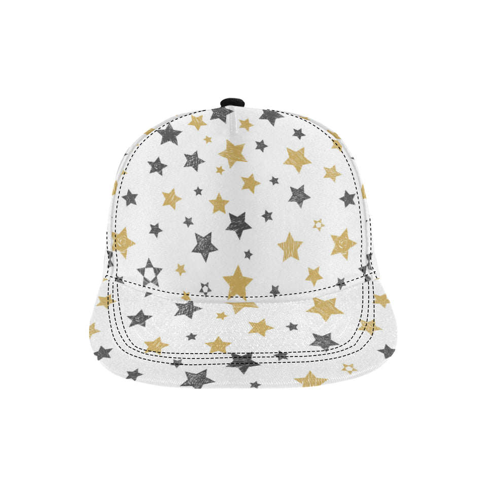 hand drawn gold black star pattern All Over Print Snapback Cap