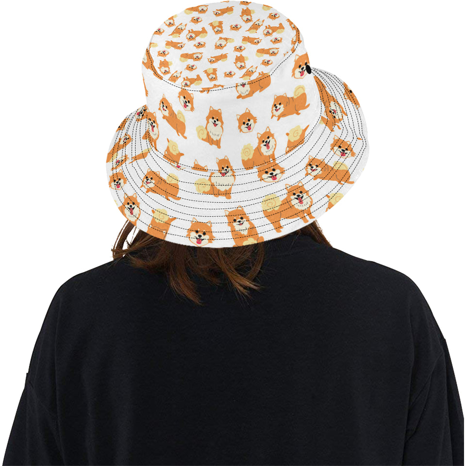 Brown pomeranian pattern Unisex Bucket Hat