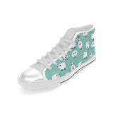 Cute sheep green background Men's High Top Canvas Shoes White