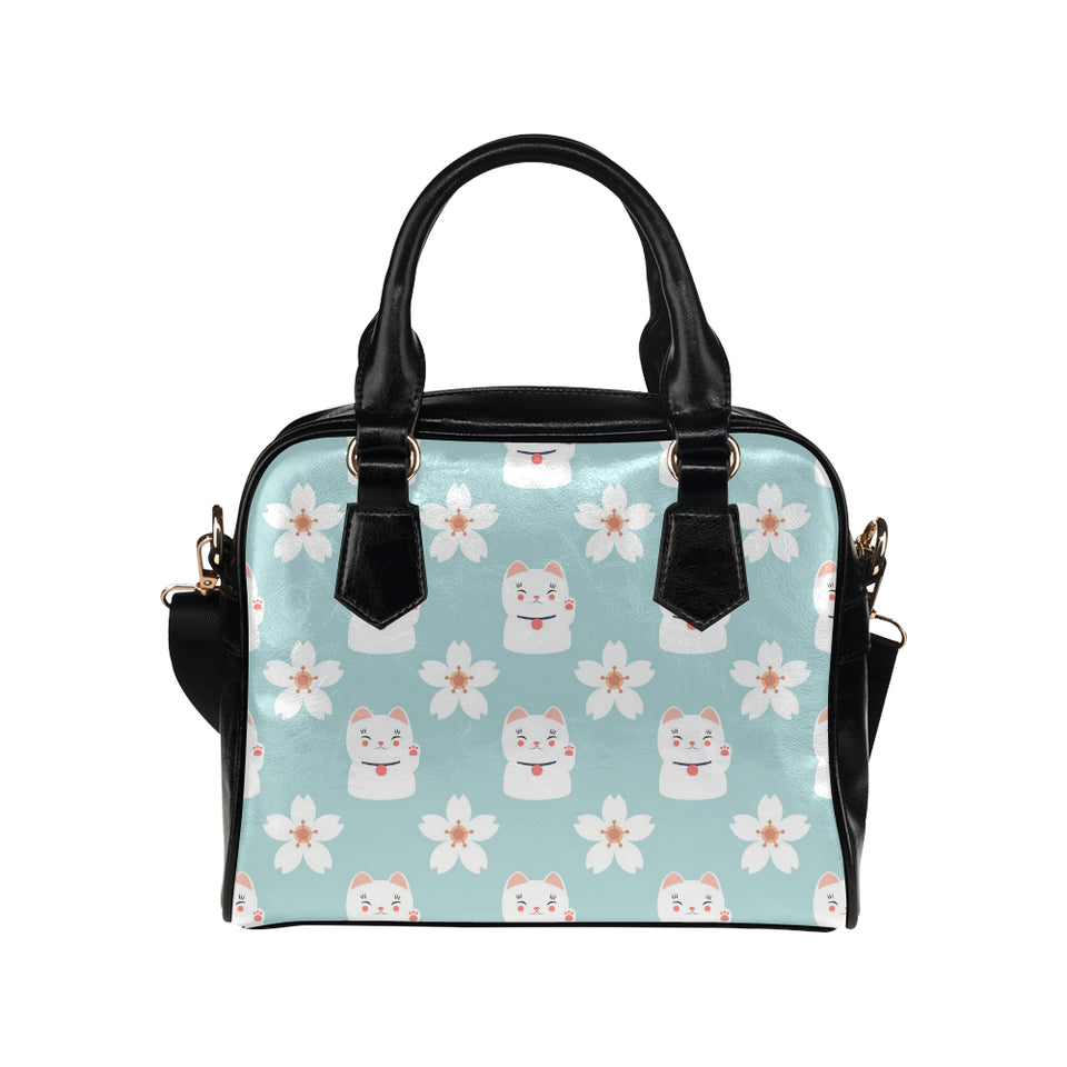 Maneki neko cat sakura Shoulder Handbag