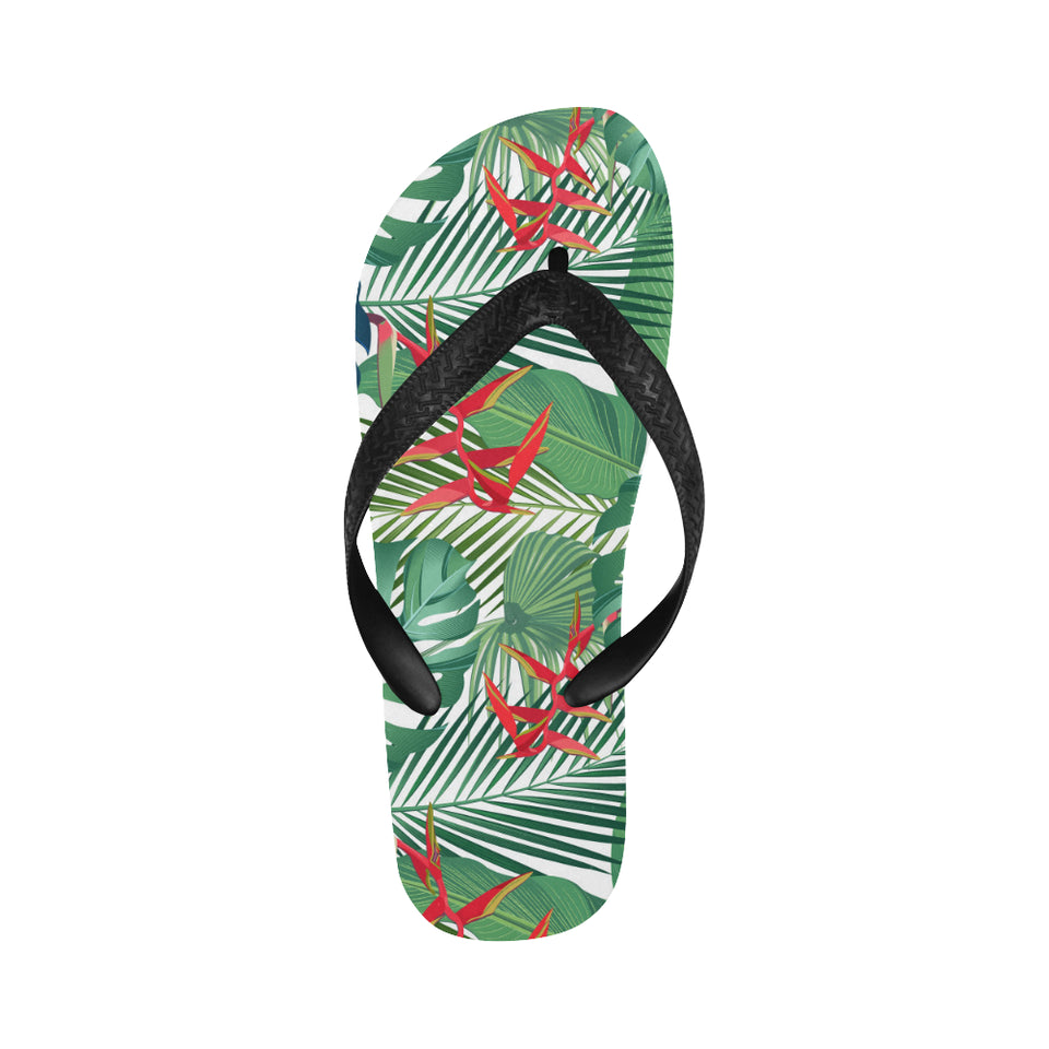 heliconia palm and monstera  leaves pattern Unisex Flip Flops