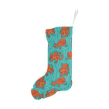 Octopus turquoise background Christmas Stocking