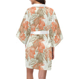 Cocoa beans Cocoa tree pattern Women's Short Kimono Robe
