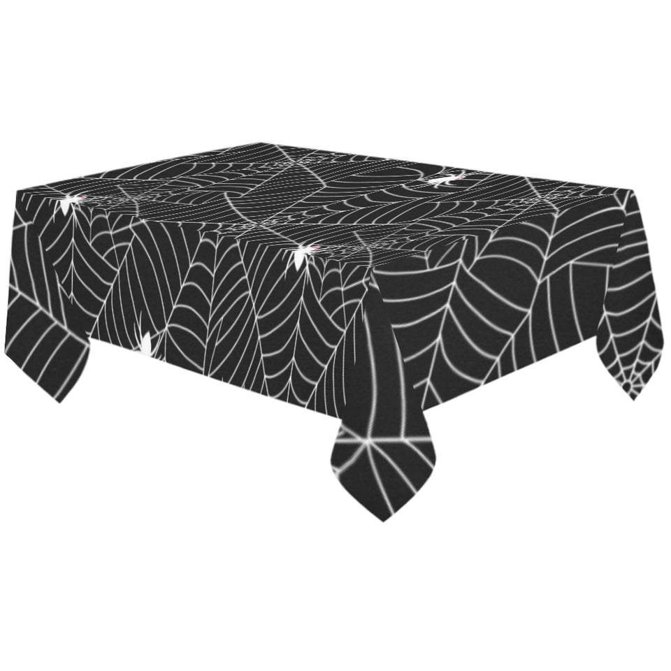 Spider web design pattern Black background white c Tablecloth