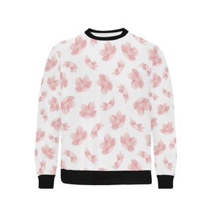 Pink sakura cherry blossom pattern Men's Crew Neck Sweatshirt