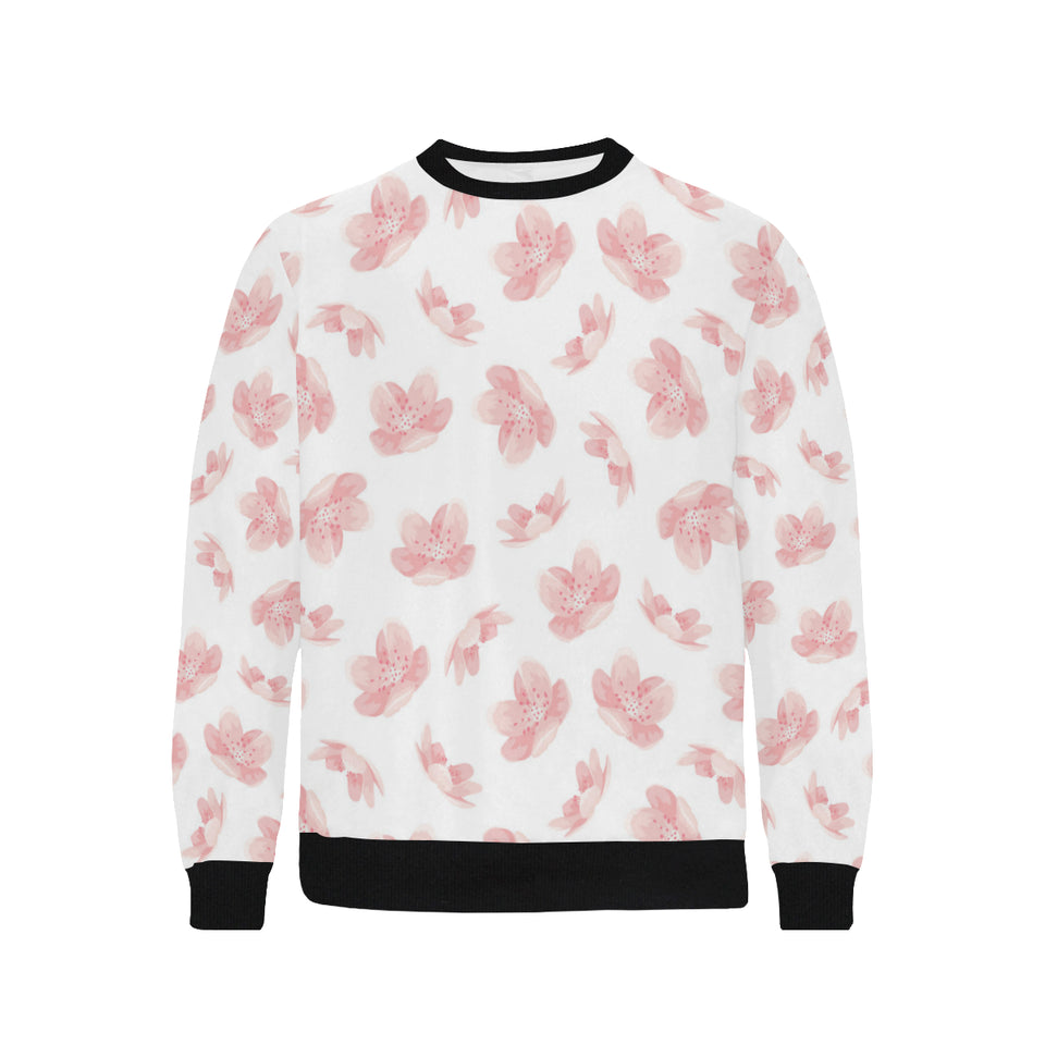 Pink sakura cherry blossom pattern Men's Crew Neck Sweatshirt