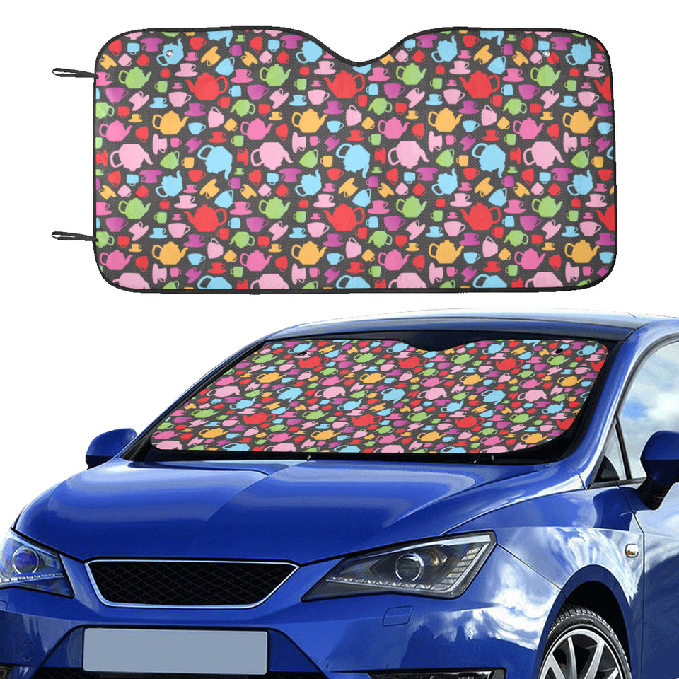 Tea pots Pattern Print Design 01 Car Sun Shade