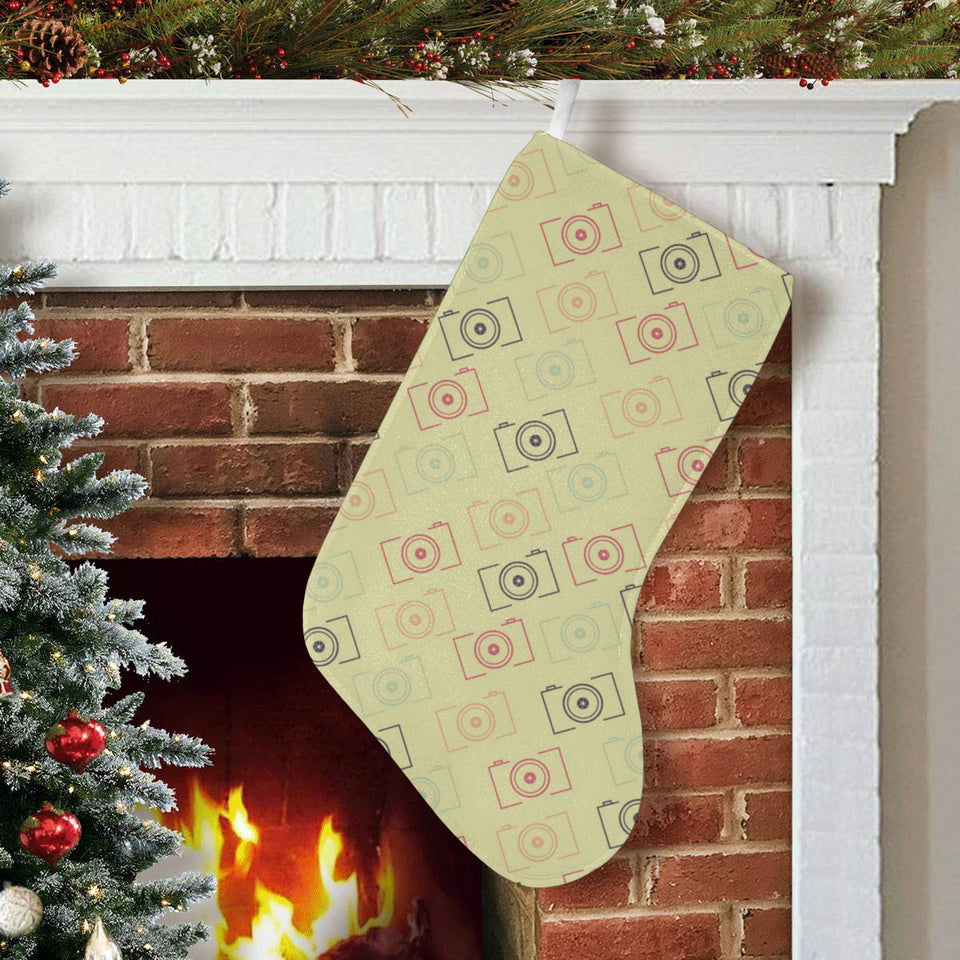 Camera Pattern Print Design 01 Christmas Stocking