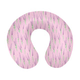 Lavender pattern pink background U-Shaped Travel Neck Pillow