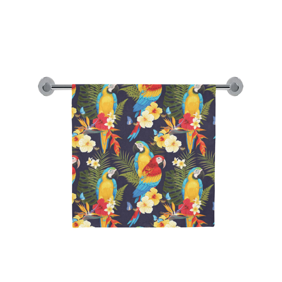 Colorful parrot flower pattern Bath Towel