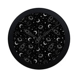 Hand drawn space rocket star planet Elegant Black Wall Clock