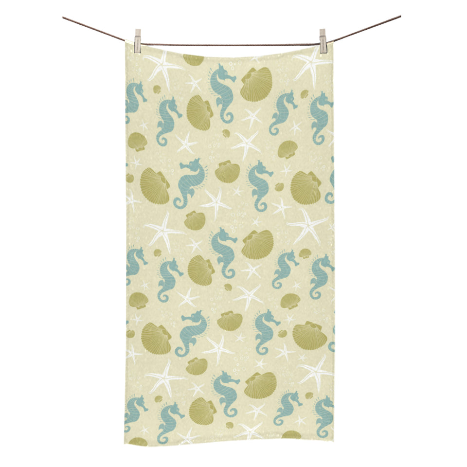 Seahorse shell starfish pattern background Bath Towel