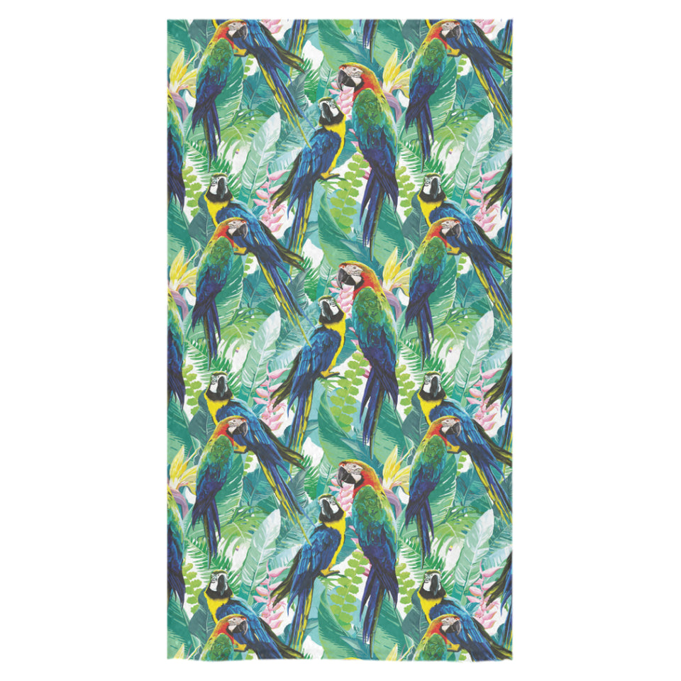 Colorful parrot exotic flower leaves Bath Towel