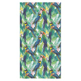 Colorful parrot exotic flower leaves Bath Towel
