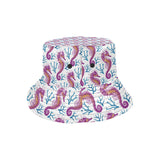 Purple seahorse blue coral pattern Unisex Bucket Hat