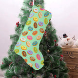 Colorful donut pattern green background Christmas Stocking