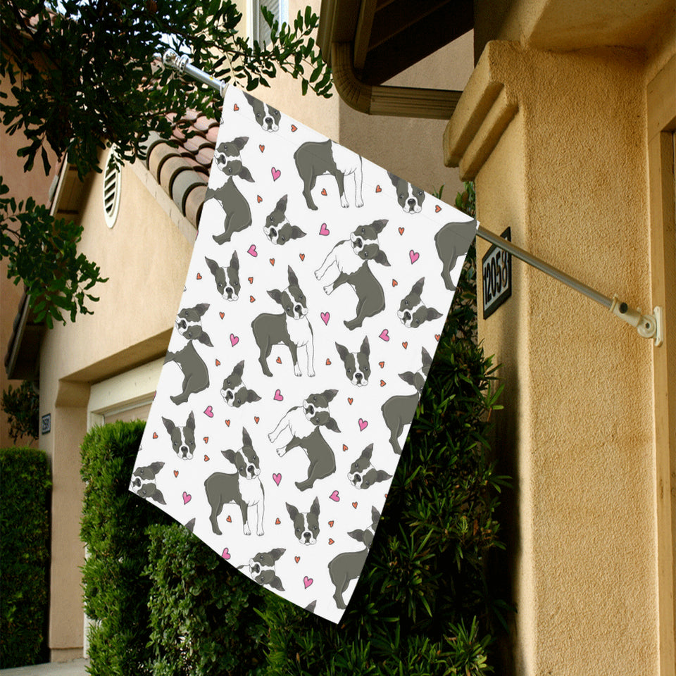 Boston terrier dog hearts vector pattern House Flag Garden Flag