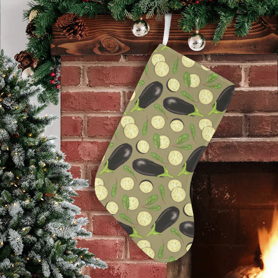 Eggplant Pattern Print Design 02 Christmas Stocking