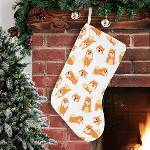 Brown pomeranian pattern Christmas Stocking