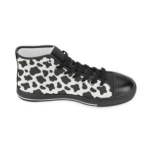 Cow skin pattern Women's High Top Canvas Shoes Black