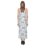 Cute raccoons leaves dot V-Neck Open Fork Long Dress